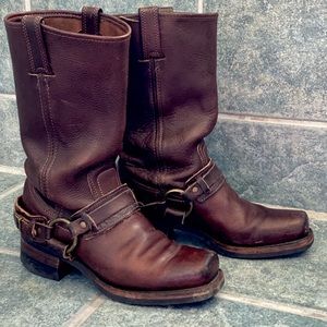 Frye 77250 Belted Harness Women’s Size 7.5 M Brown Leather Motorcycle Boots